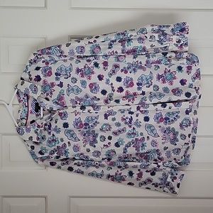 Talbots Womens floral print button down blouse sz LP